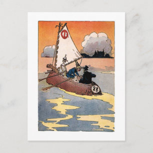 Tinman en Scarecrow in een Boat Briefkaart