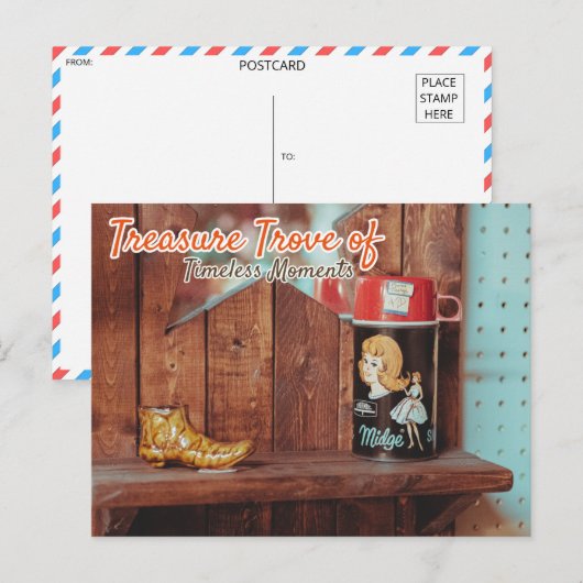  tinnen container en Golden Boot beeldje Briefkaart (Voorkant / Achterkant)