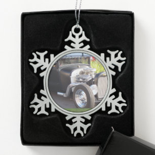 Tinnen Kerstsneeuwvlok Oude Auto Tin Sneeuwvlok Ornament
