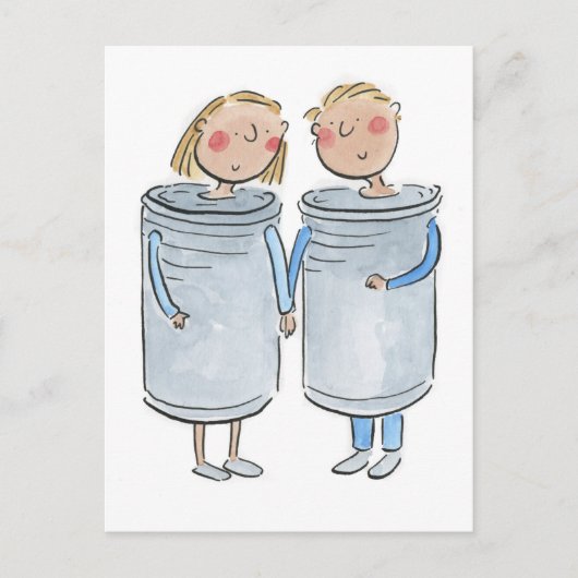 Tinnen Trouwdag Briefkaart (Voorkant)