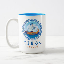 Tinos, Griekenland Grieks scheepsontwerp Tweekleurige Koffiemok