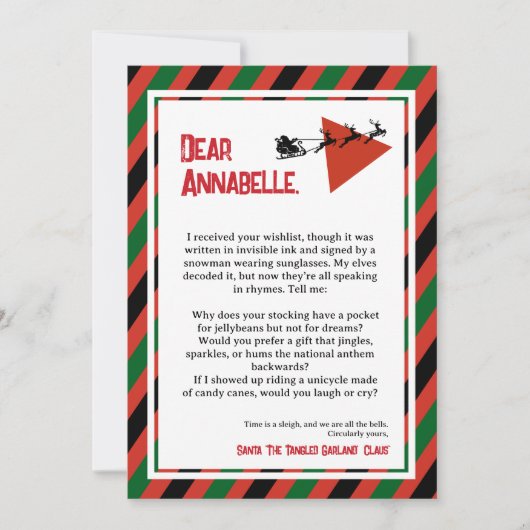 Tinsel Paradox KERST Brief van de Kerstman Kaart (Voorkant)