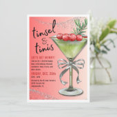 Tinsel & Tinis Kerstfeest Uitnodiging (Staand voorkant)