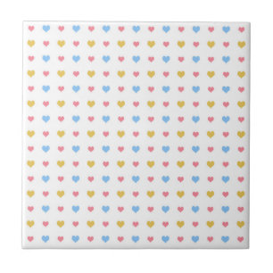 Tint Kleurrijk Hartjes Patroon Roze Blauw Geel Tegeltje