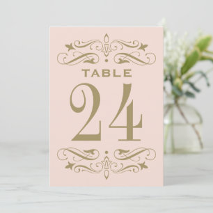 Tint Roze Antieke Bloemrijke Tafel Nummerkaart Kaart
