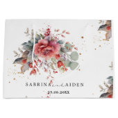 Tint Roze Roze Perzik Stofblauw Bruiloft Groot Cadeauzakje (Voorkant)