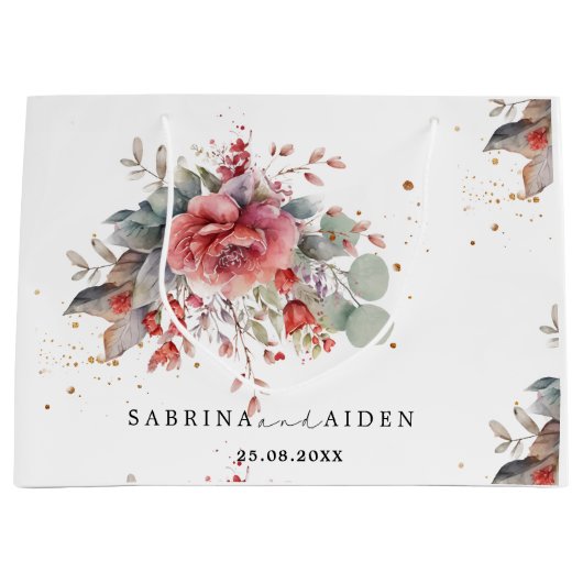 Tint Roze Roze Perzik Stofblauw Bruiloft Groot Cadeauzakje (Voorkant)