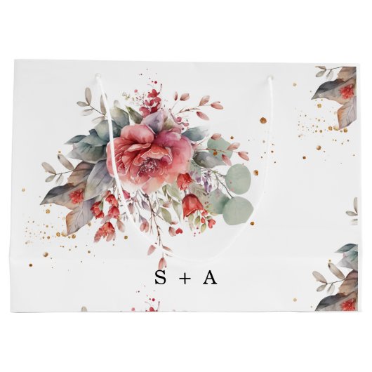 Tint Roze Roze Perzik Stofblauw Bruiloft Groot Cadeauzakje (Achterkant)