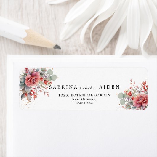 Tint van blush roze perzik | Dusty Blue Wedding Etiket (Insitu)