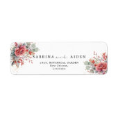 Tint van blush roze perzik | Dusty Blue Wedding Etiket (Voorkant)