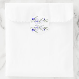 Tint van Royal Blue Ivory Floral Wedding Ronde Sticker