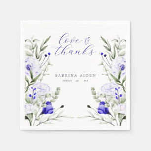 Tint van Royal Blue Ivory Floral Wedding Servet