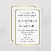 Tinte Great Gatsby Art Deco Gouden Trouw Uitnodigi Kaart (Voorkant / Achterkant)