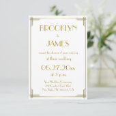 Tinte Great Gatsby gouden Art Deco trouwuitnodigin Kaart (Staand voorkant)