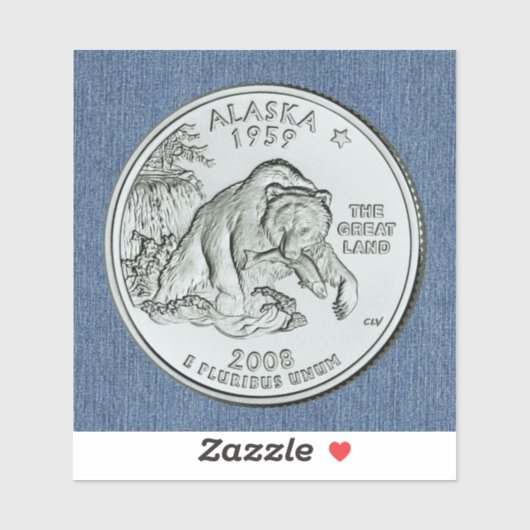 Tinted Alaska State Quarter Design Sticker (Vel)