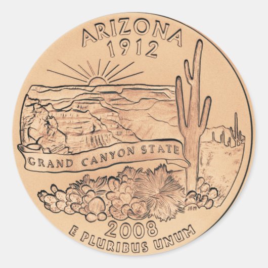 Tinted Arizona State Quarter Design Ronde Sticker (Voorkant)