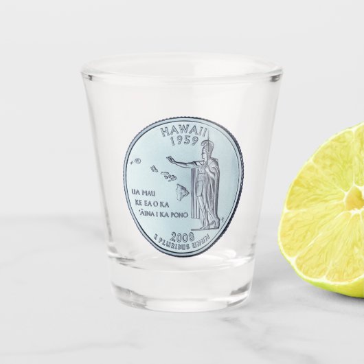 Tinted Hawaii State Quarter Design Shot Glas (Voorkant)