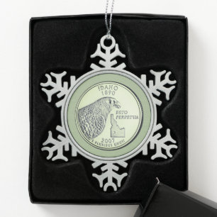 Tinted Idaho State Quarter Tin Sneeuwvlok Ornament