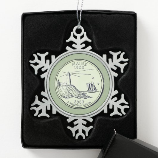 Tinted Maine State Quarter Tin Sneeuwvlok Ornament (Kistje)