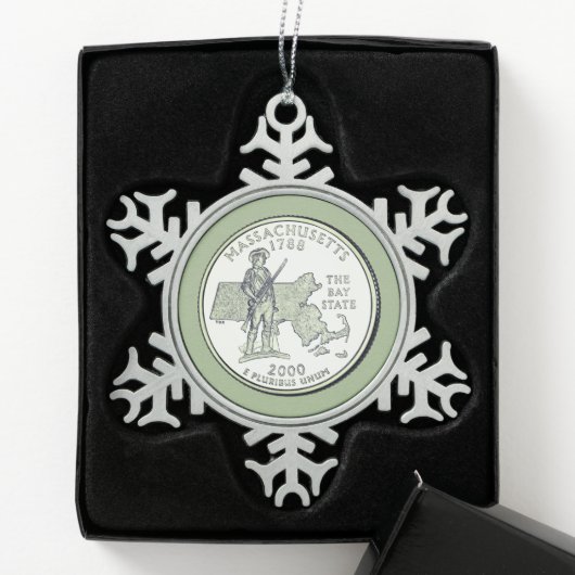 Tinted Massachusetts State Quarter Tin Sneeuwvlok Ornament (Kistje)