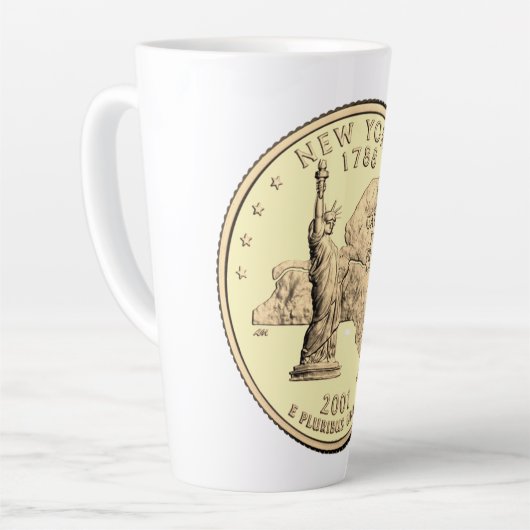 Tinted New York State Quarter Design Latte Mok (Linkerhoek)
