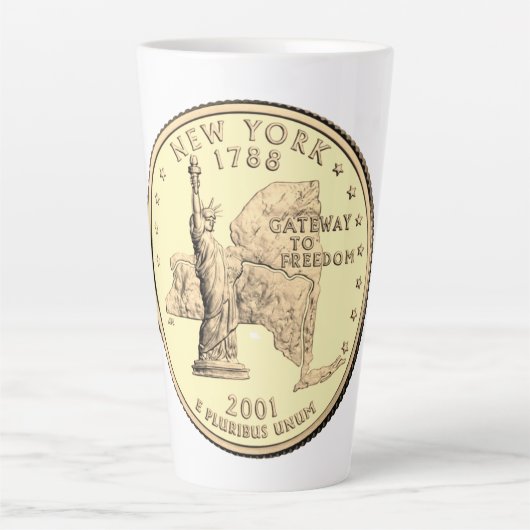 Tinted New York State Quarter Design Latte Mok (Voorkant)