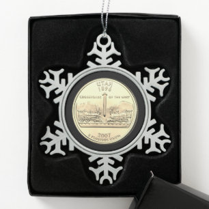 Tinted Utah State Quarter Tin Sneeuwvlok Ornament