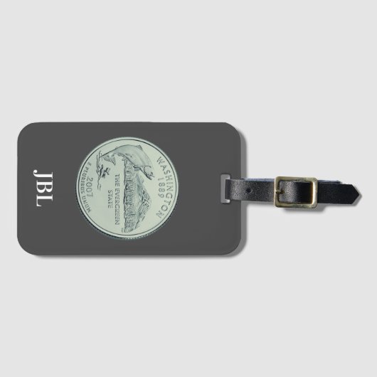 Tinted Washington State Quarter Design Monogram Bagagelabel (Voorkant (horizontaal))
