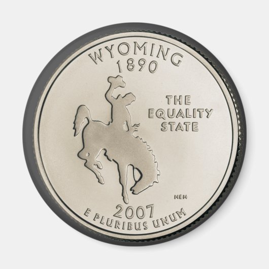 Tinted Wyoming State Quarter Design Magneet (Voorkant)