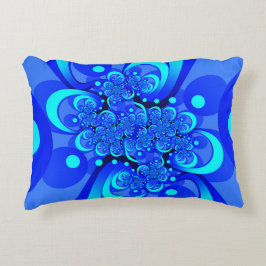Tinten blauw moderne abstracte fractale kunst accent kussen
