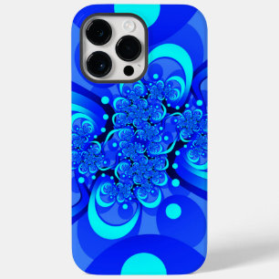 Tinten blauw moderne abstracte fractale kunst Case-Mate iPhone 14 pro max hoesje