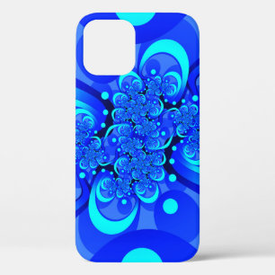 Tinten blauw moderne abstracte fractale kunst iPhone 12 pro hoesje