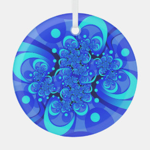 Tinten blauw moderne abstracte fractale kunst glas ornament