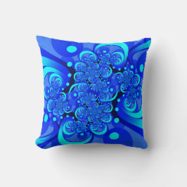 Tinten blauw moderne abstracte fractale kunst kussen