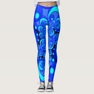 Tinten blauw moderne abstracte fractale kunst leggings