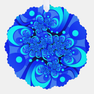 Tinten blauw moderne abstracte fractale kunst ornament kaart