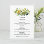 Tinten groene bloemen bruiloft menu (Staand voorkant)