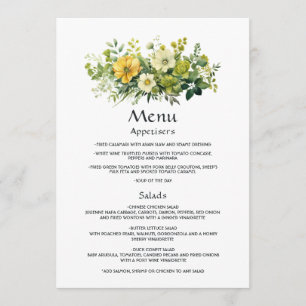 Tinten groene bloemige bruiloft menu