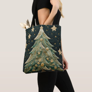 TINTEN GROENE QUILTED LOOK KERSTBOMEN DRAAGTAS