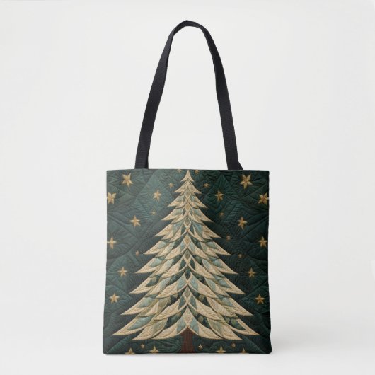 TINTEN GROENE QUILTED LOOK KERSTBOMEN DRAAGTAS (Voorkant)