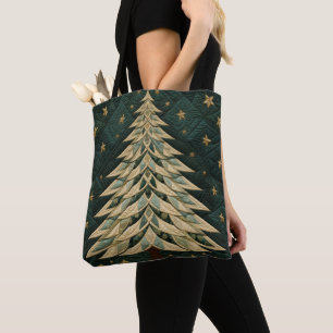TINTEN GROENE QUILTED LOOK KERSTBOMEN DRAAGTAS