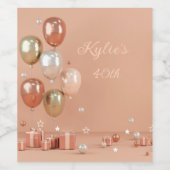 Tinten van ballonnen 40e wijn etiket (Enkel label)