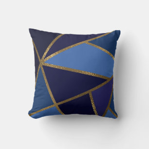 Tinten van blauw en goud bronzen geometrische chic kussen
