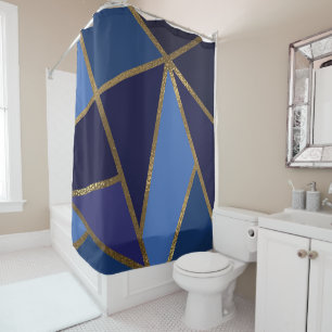 Tinten van blauw & goud bronzen geometrische chic douchegordijn