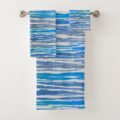 Tinten van blauw, grijs en wit Ombre Gestreept Bad Handdoek (Insitu)