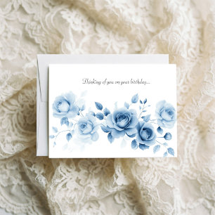 Tinten van Blauwe Rozen Vintage Bloem Ontwerp Kaart