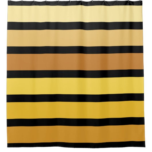 tinten van goudgele strepen op zwart douchegordijn (Voorkant)