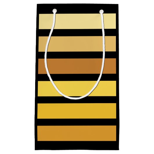 tinten van goudgele strepen op zwart klein cadeauzakje (Voorkant)