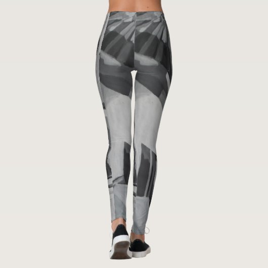 Tinten van grijs Abstract Leggings (Achterkant)