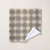 Tinten van Grijs, Beige en Wit Kant Bad Handdoek (Wasdoekje)